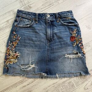Abercrombie & Fitch Embroidered Jean Skirt